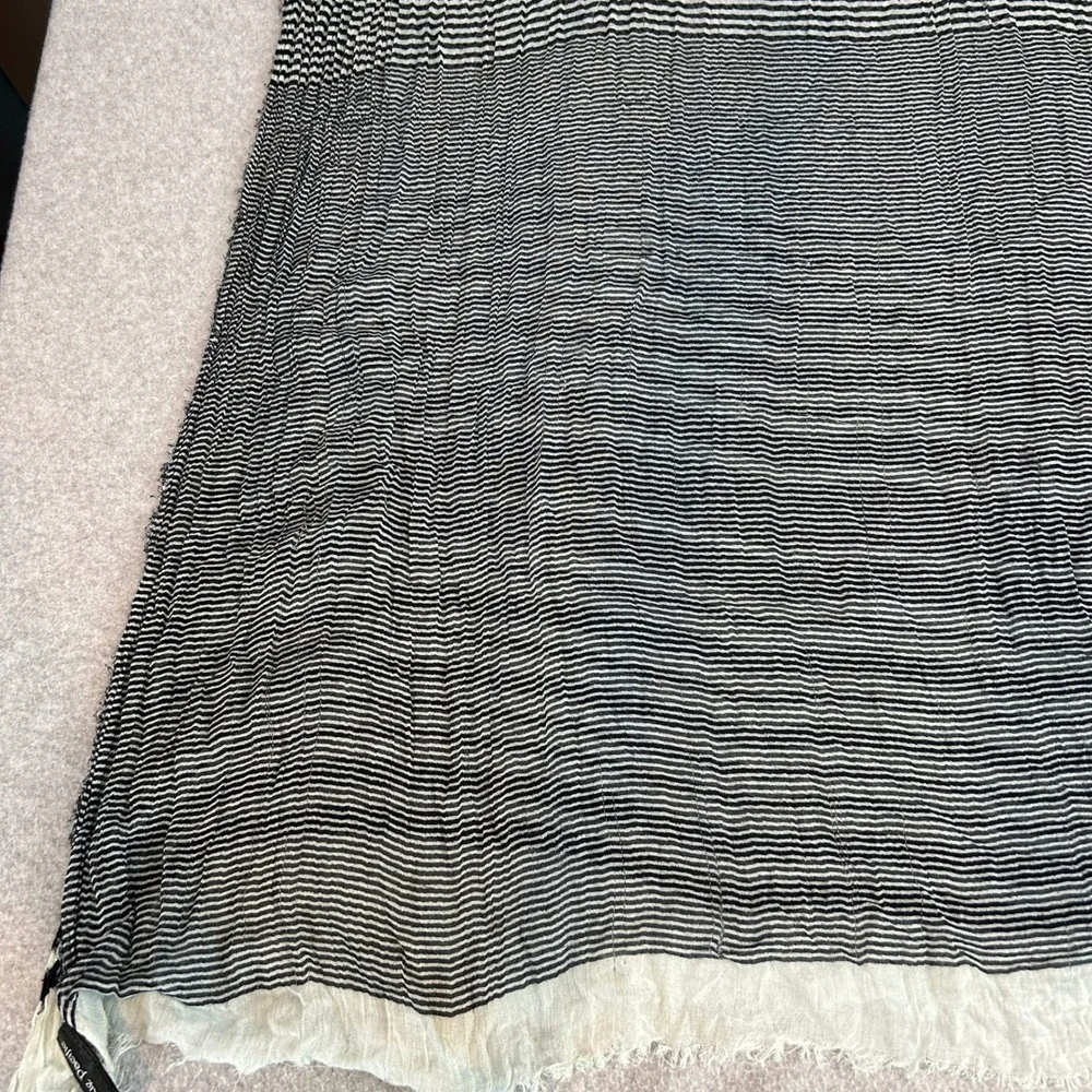 Blue Pacific Scarf Wrap Navy Blue Striped Lightweight Drape Cashmere Silk Blend